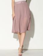 Romwe Pink Buttons Wide Leg Chiffon Crop Pant