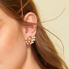 Romwe Faux Pearl Decor Sun Star Stud Earrings 1pair