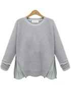 Romwe Zipper Flouncing Knit Grey Sweater