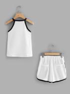 Romwe Contrast Trim Cami Top With Shorts