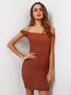 Romwe Bardot Sparkle Bodycon Dress