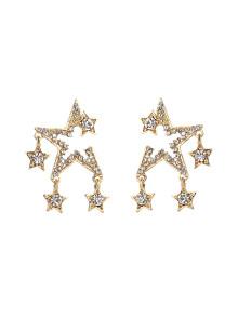 Romwe Rhinestone Star Design Drop Earrings