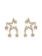 Romwe Rhinestone Star Design Drop Earrings