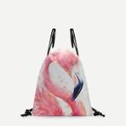 Romwe Flamingo Print Drawstring Backpack
