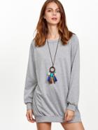 Romwe Grey Raglan Sleeve Sweatshirt Dress