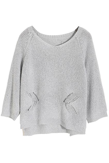 Romwe Silver Thread Hollow Jumper