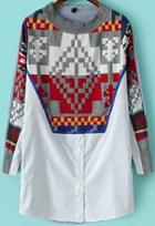 Romwe Geometric Print Loose Blouse