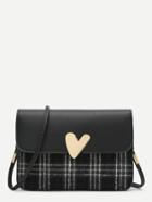Romwe Heart Detail Flap Crossbody Bag