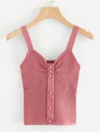 Romwe Single Breasted Pleated Knit Top