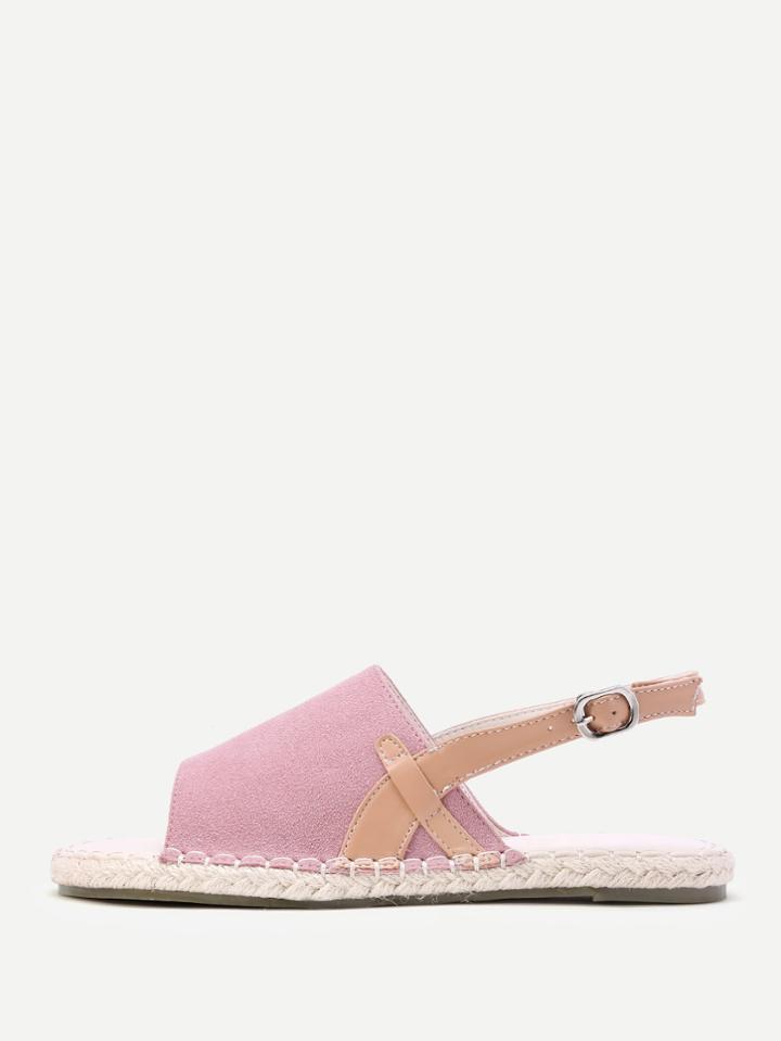 Romwe Two Tone Slingback Woven Flats