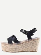 Romwe Black Peep Toe Crisscross Buckle Platform Sandals