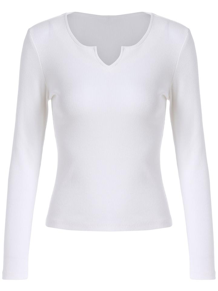 Romwe V Neck Slim White Knitwear