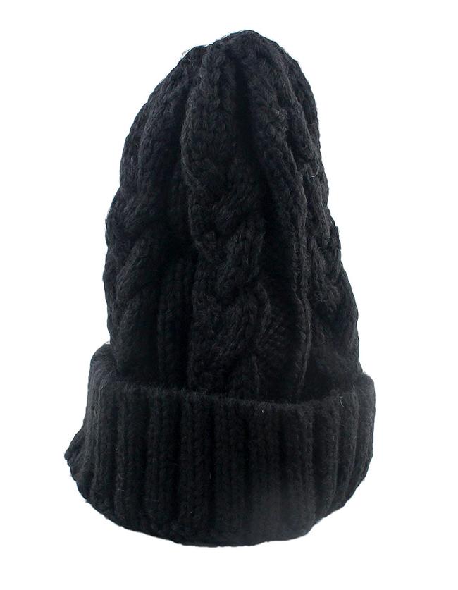 Romwe Woolen Black Knitted Winter Hat