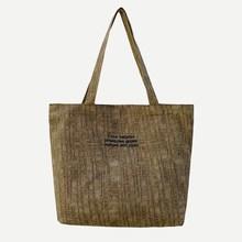 Romwe Slogan Print Detail Tote Bag