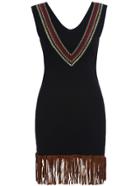 Romwe V Neck Embroidered With Tassel Dress