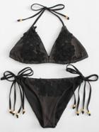 Romwe Crochet Lace Applique Bikini Set