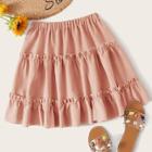 Romwe Elastic Waist Frill Ruffle Hem Skirt