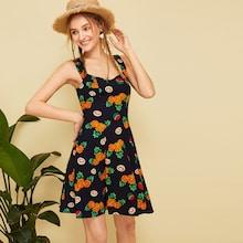Romwe Fruit Print Cami Dress