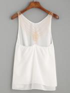 Romwe White Beaded Racerback Chiffon Top