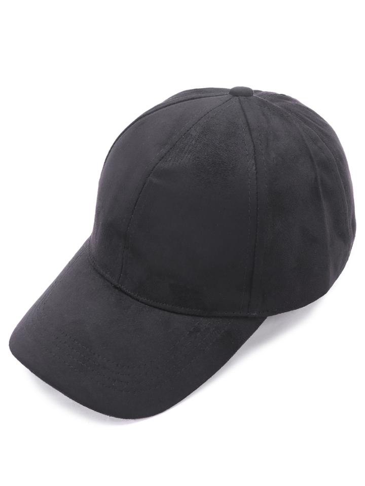 Romwe Black Suede Baseball Cap