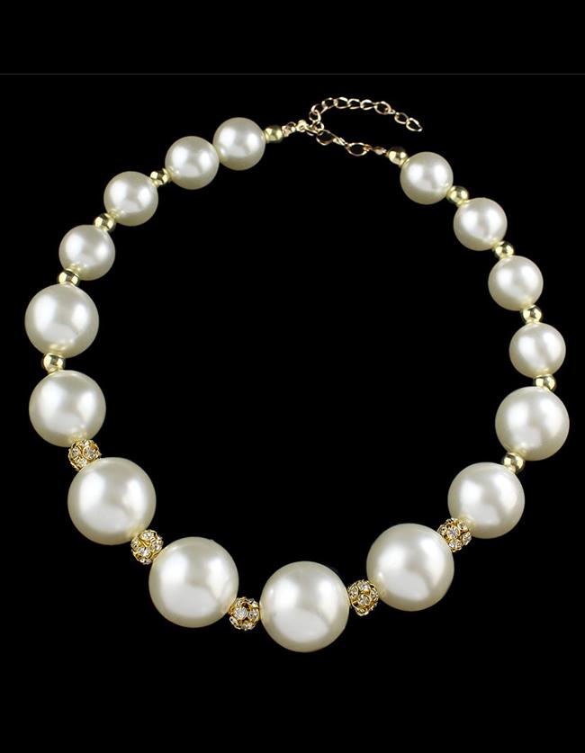 Romwe Simple Big Pearl Necklace