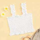 Romwe Frilled Strap Crop Shirred Top