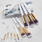Romwe Marble Pattern Makeup Brushes With Case 11pcs