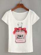 Romwe Perfume Bottle Print T-shirt