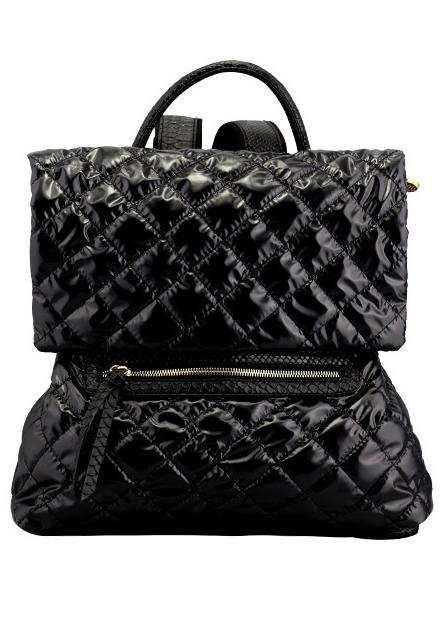 Romwe Diamond Patterned Zipper Black Backpack