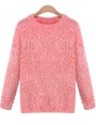Romwe Mohair Loose Pink Knit Sweater