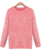 Romwe Mohair Loose Pink Knit Sweater