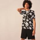 Romwe Guys Pocket Patched Tropical Print Tee