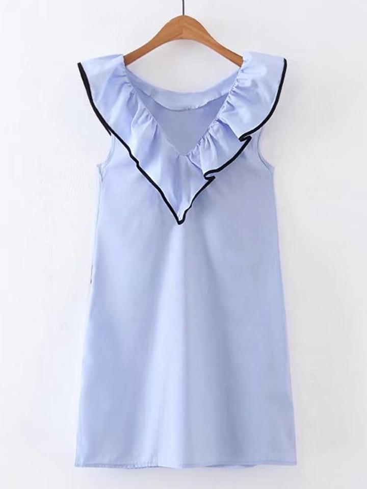 Romwe Ruffle Trim Sleeveless Dress