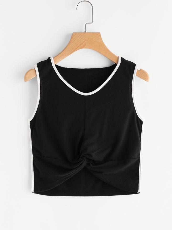 Romwe Twist Front Ringer Tank Top