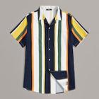 Romwe Guys Color-block Striped Shirt