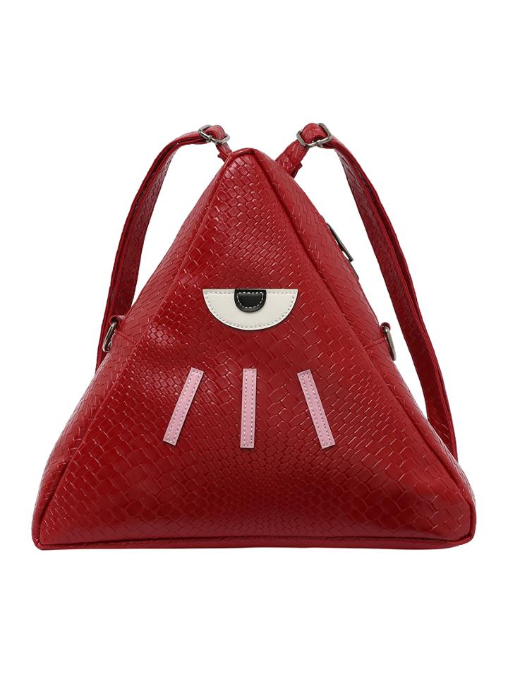 Romwe Faux Embossed Leather Patched Triangle Backpack