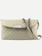 Romwe Faux Leather Quilted Flap Bag - White