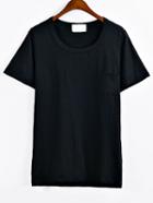 Romwe Black T-shirt With Pocket
