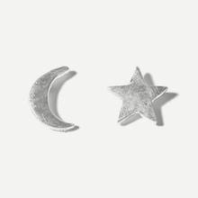 Romwe Moon & Star Mismatched Stud Earrings