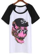 Romwe Color-block Tiger Print T-shirt