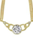 Romwe Gold Plated Short Chain Beautiful Imitation Crystal Stone Necklace