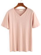 Romwe Round V-neck Short Sleeve T-shirt