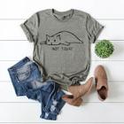 Romwe Plus Cat And Letter Print Tee