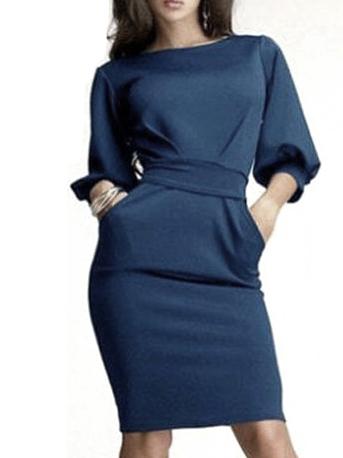 Romwe Back Bow Slim Dress