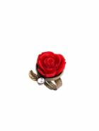 Romwe Red Vintage Rose Rhinestone Ring