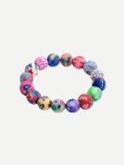Romwe Colored Polymer Clay Beads Elasticated Bracelet