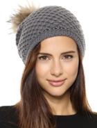 Romwe Plush Ball Knit Grey Hat