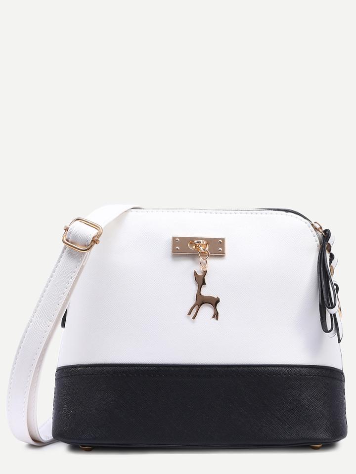 Romwe Contrast Metal Deer Charm Embellished Dome Bag