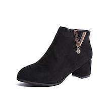 Romwe Side Zip V Cut Suede Boots