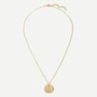 Romwe Pineapple Engraved Disc Pendant Necklace
